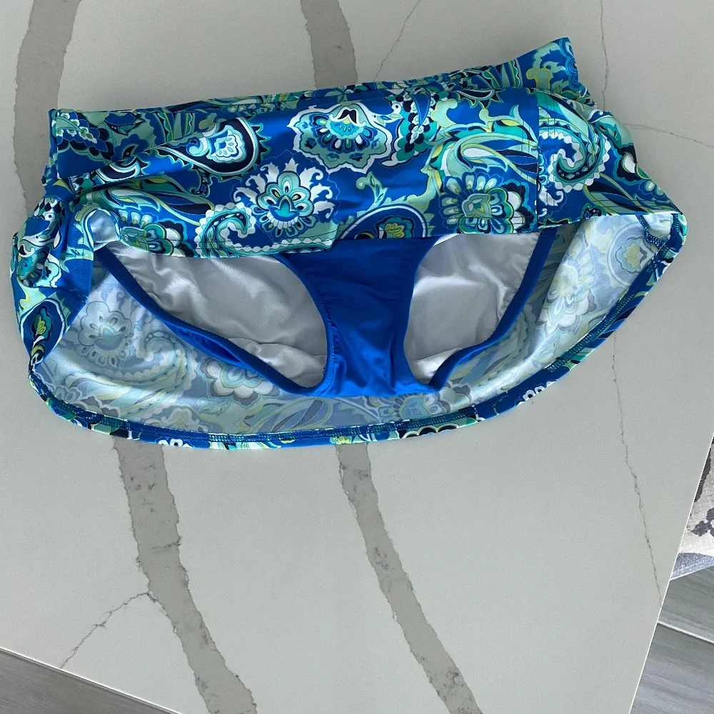 NWOT Lands End Turquoise Paisley Swim Skirt Sz 10 - Picture 4 of 6